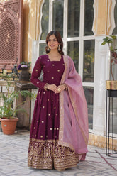 Premium Designer Star Georgette With Embroidery Zari Sequence Work Gown
